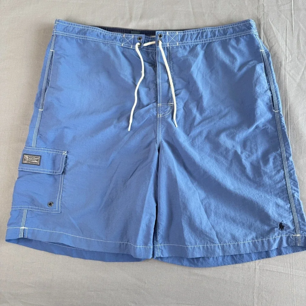 POLO RALPH LAUREN Board Short XXL Blue cargo Swim pocket vtg‎ 90s y2k pony